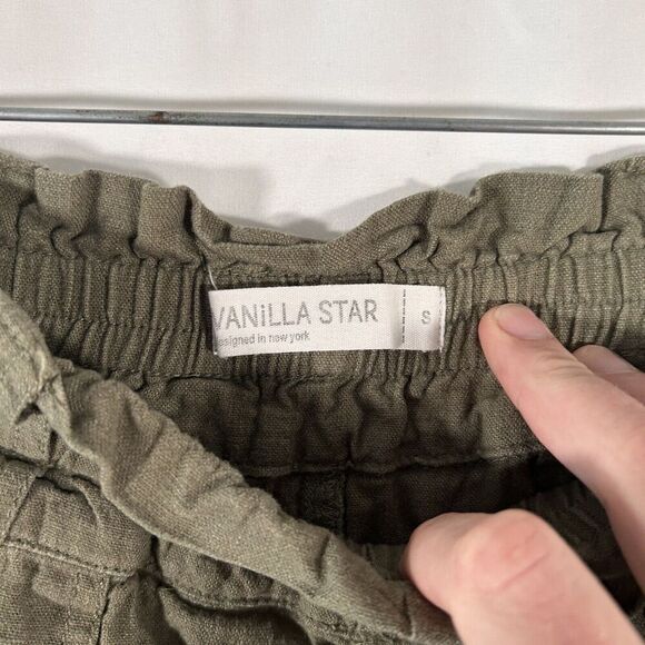 Vanilla Star Linen Blend Pants Women's Small Green Pull On Elastic Waist - Picture 5 of 10